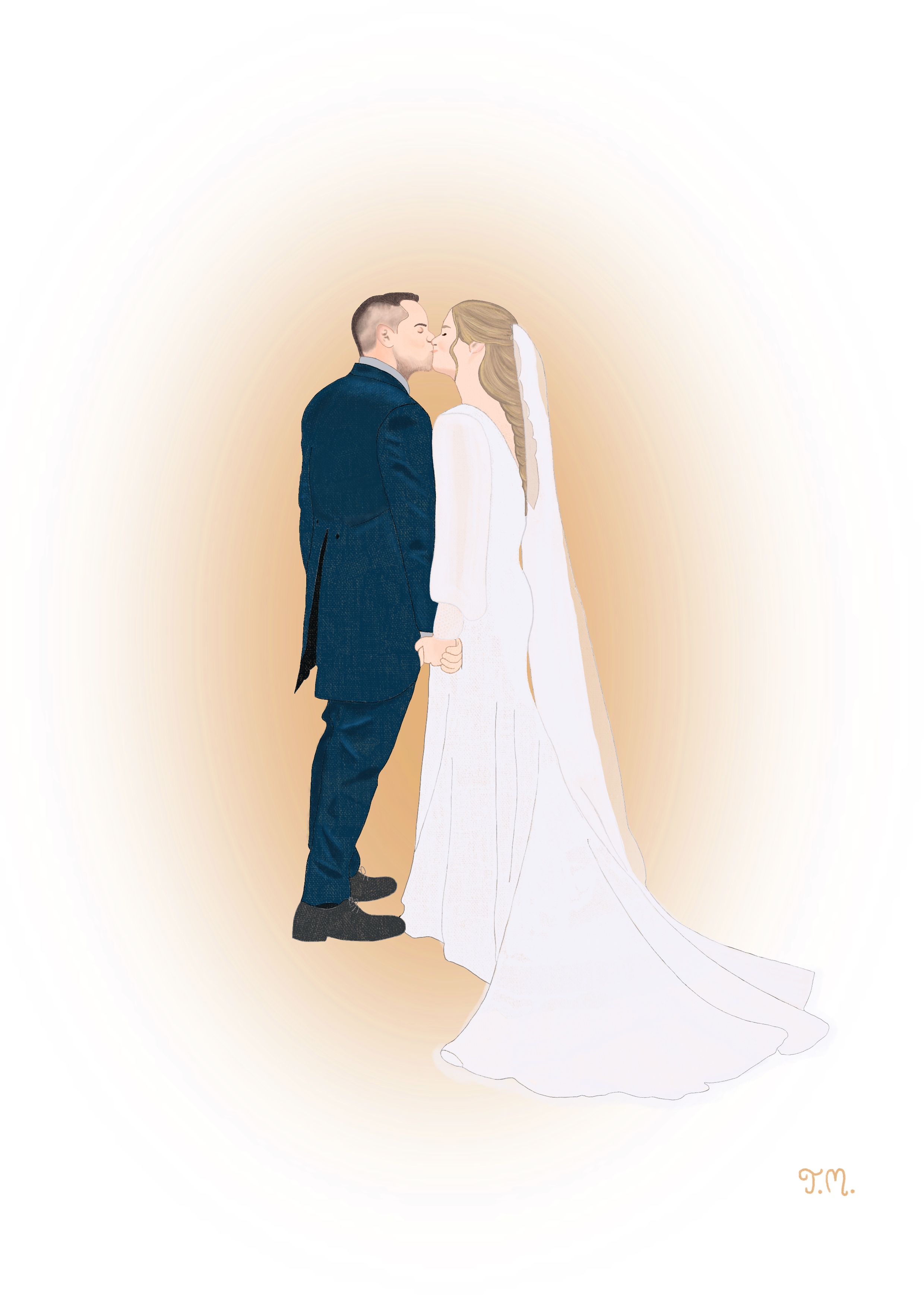 Ilustración personalizada de boda terminada